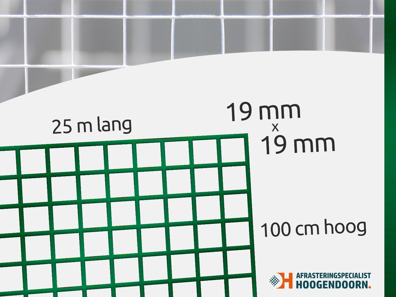 Volieregaas groen gepl. 19x19x1.1MM, 100CM, 25M