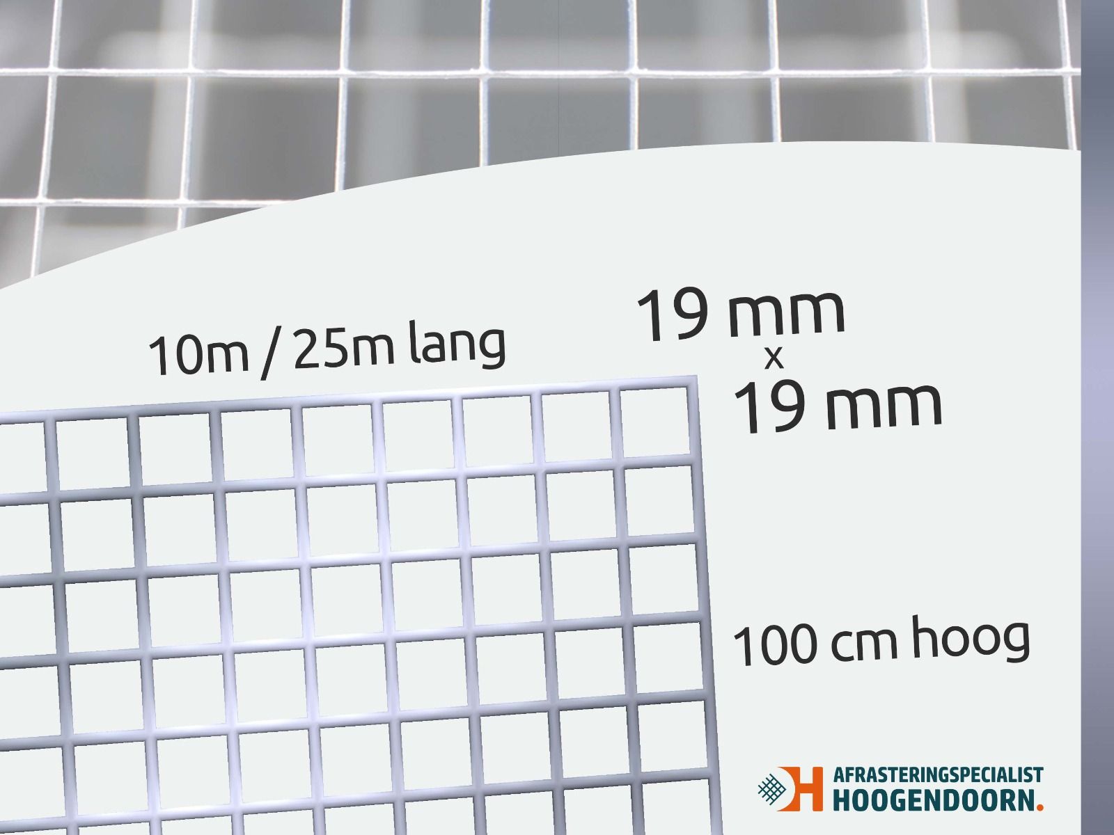 Volieregaas verzinkt 19x19x1.45MM, 100CM, 25M