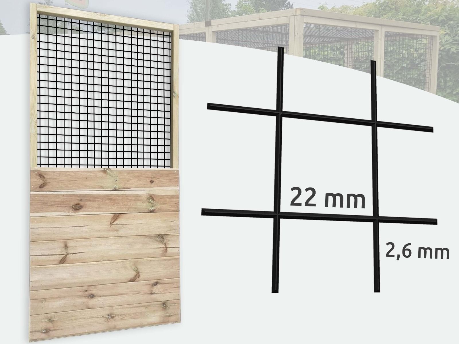 Volièrepaneel 22x22mm | Gaaspaneel half dicht